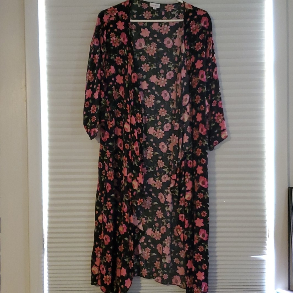 Lularoe M Cardigan pink floral
